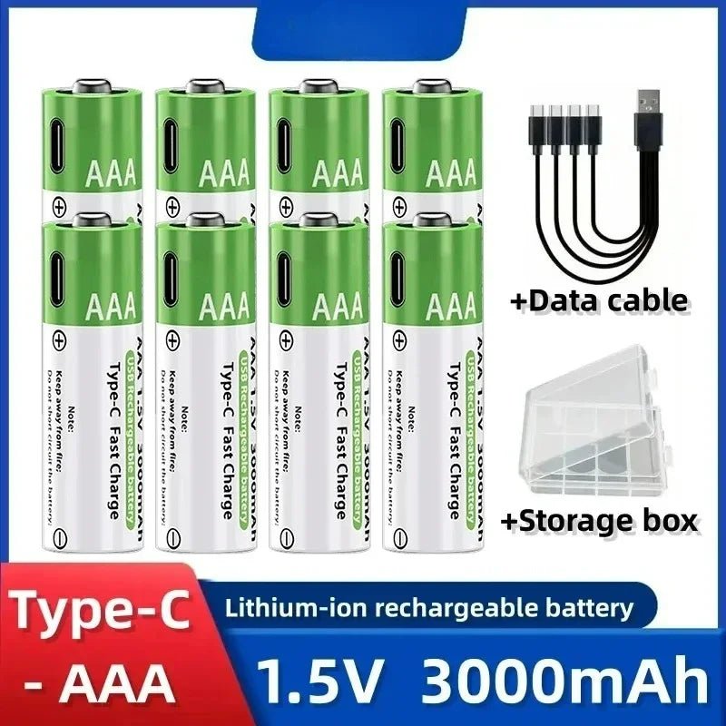 Lithium-Ion Battery Type-C Rechargeable High-Capacity AA&AAA Battery - Maxwell shop
