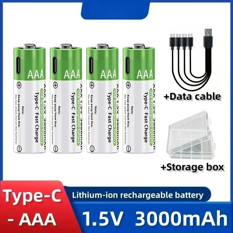 Lithium-Ion Battery Type-C Rechargeable High-Capacity AA&AAA Battery - Maxwell shop