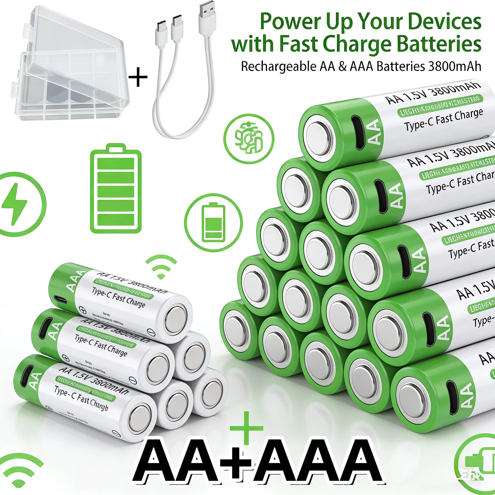 Lithium-Ion Battery Type-C Rechargeable High-Capacity AA&AAA Battery - Maxwell shop