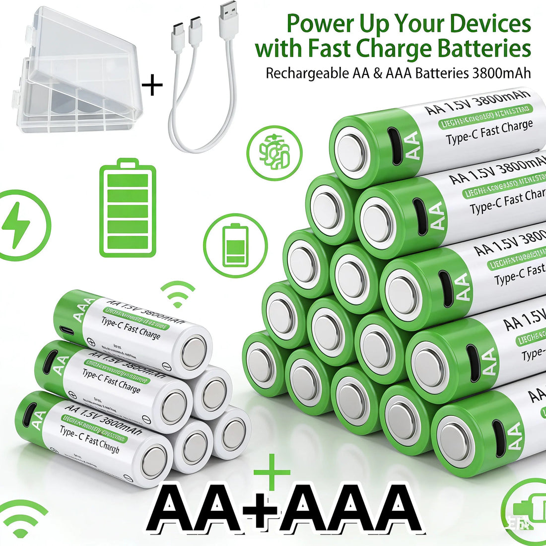 Lithium-Ion Battery Type-C Rechargeable High-Capacity AA&AAA Battery - Maxwell shop