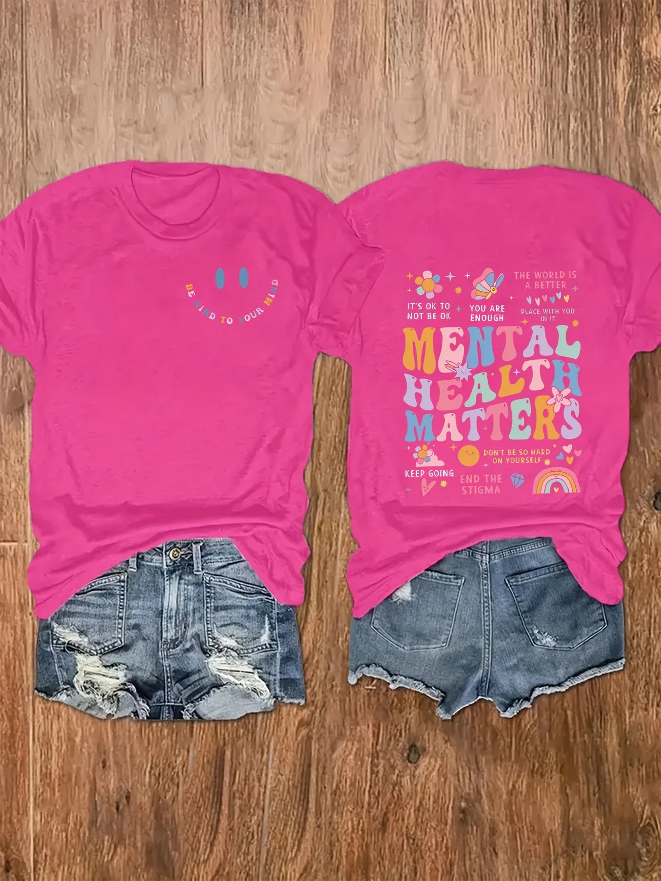 Mental Health Matters Women's Tee - Positive Graphic, Casual Black Oversized Top - Maxwell shop