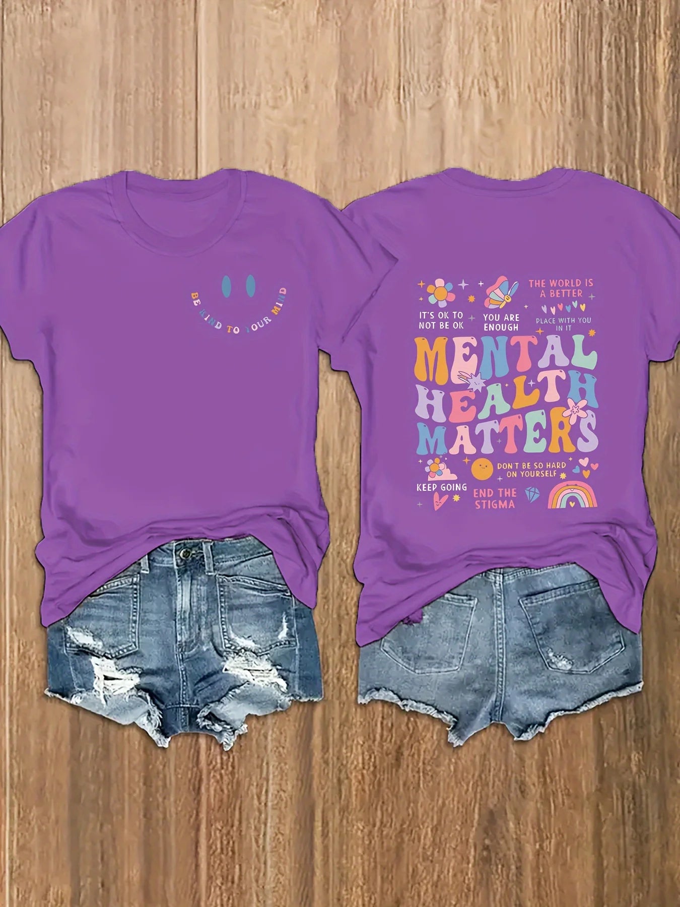 Mental Health Matters Women's Tee - Positive Graphic, Casual Black Oversized Top - Maxwell shop