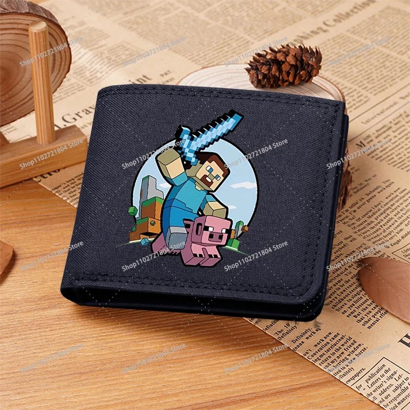 Miner Crafting Pixel Canvas Canvas Wallet Fashion Thin Men Card Holder Minecraft wallet - Maxwell shop