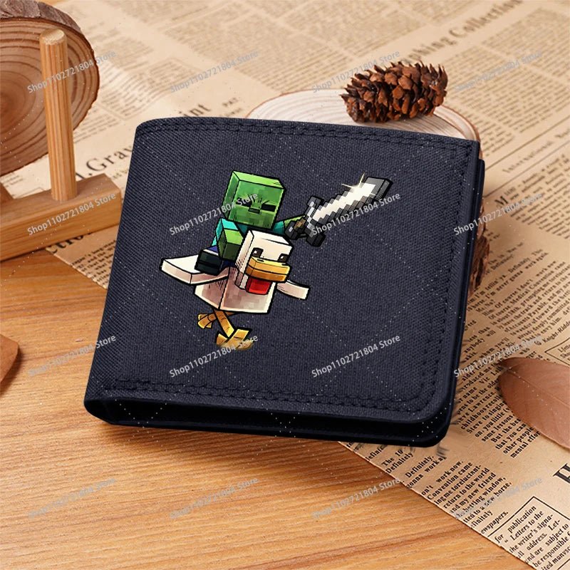 Miner Crafting Pixel Canvas Canvas Wallet Fashion Thin Men Card Holder Minecraft wallet - Maxwell shop