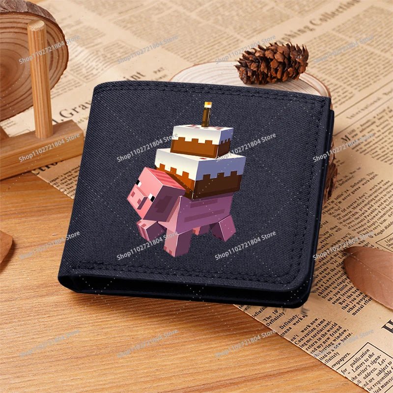 Miner Crafting Pixel Canvas Canvas Wallet Fashion Thin Men Card Holder Minecraft wallet - Maxwell shop
