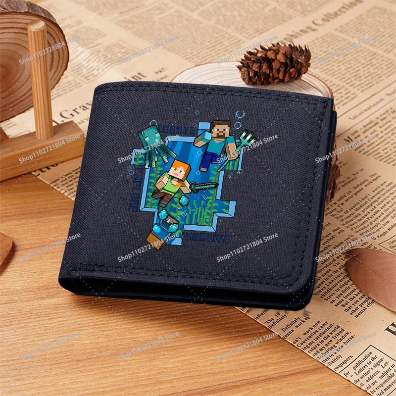 Miner Crafting Pixel Canvas Canvas Wallet Fashion Thin Men Card Holder Minecraft wallet - Maxwell shop