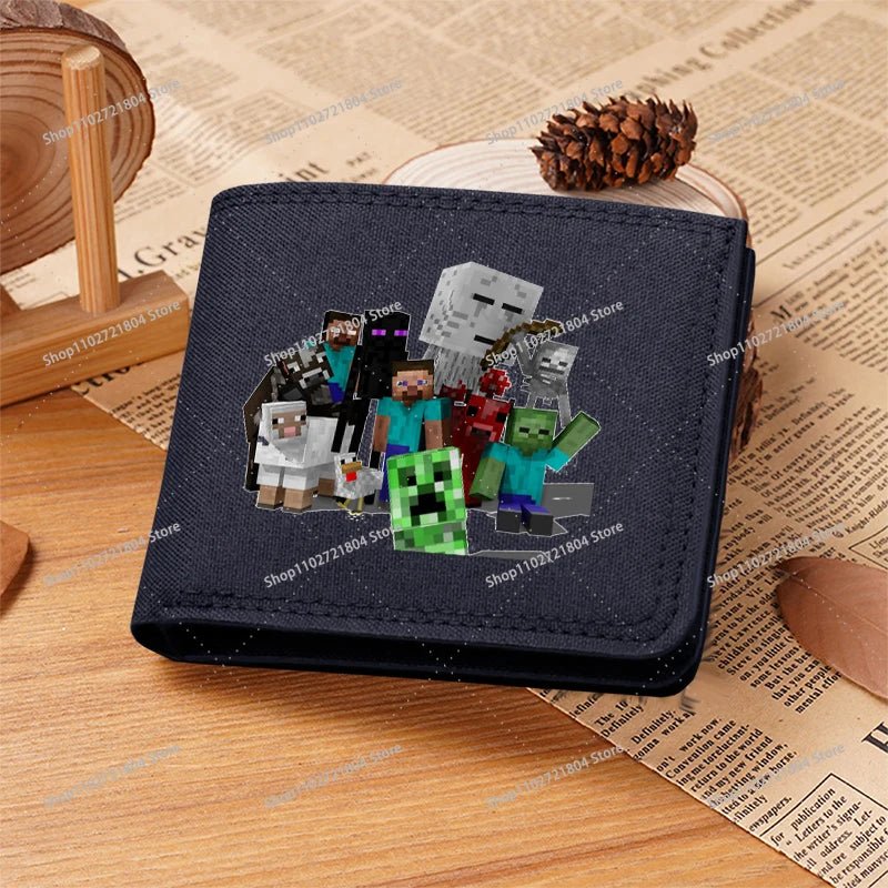 Miner Crafting Pixel Canvas Canvas Wallet Fashion Thin Men Card Holder Minecraft wallet - Maxwell shop