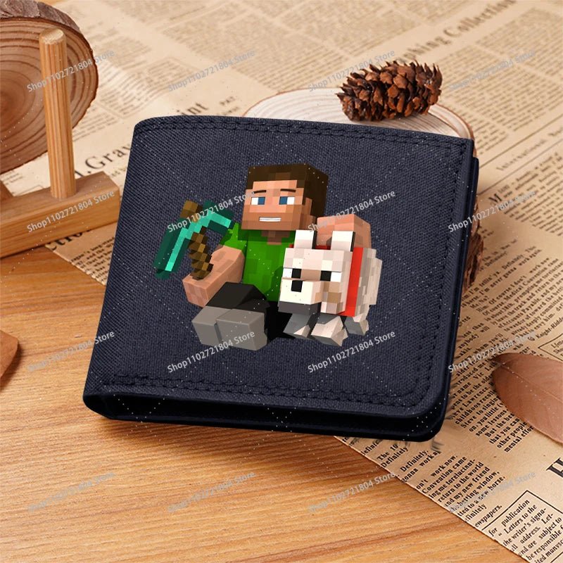 Miner Crafting Pixel Canvas Canvas Wallet Fashion Thin Men Card Holder Minecraft wallet - Maxwell shop