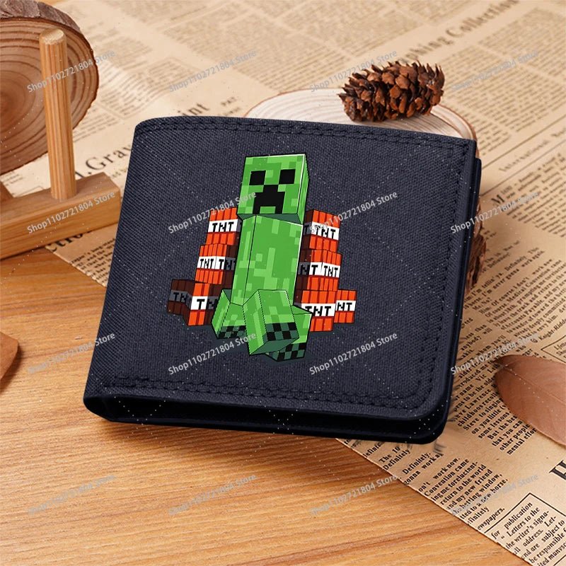 Miner Crafting Pixel Canvas Canvas Wallet Fashion Thin Men Card Holder Minecraft wallet - Maxwell shop