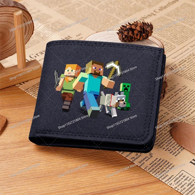 Miner Crafting Pixel Canvas Canvas Wallet Fashion Thin Men Card Holder Minecraft wallet - Maxwell shop