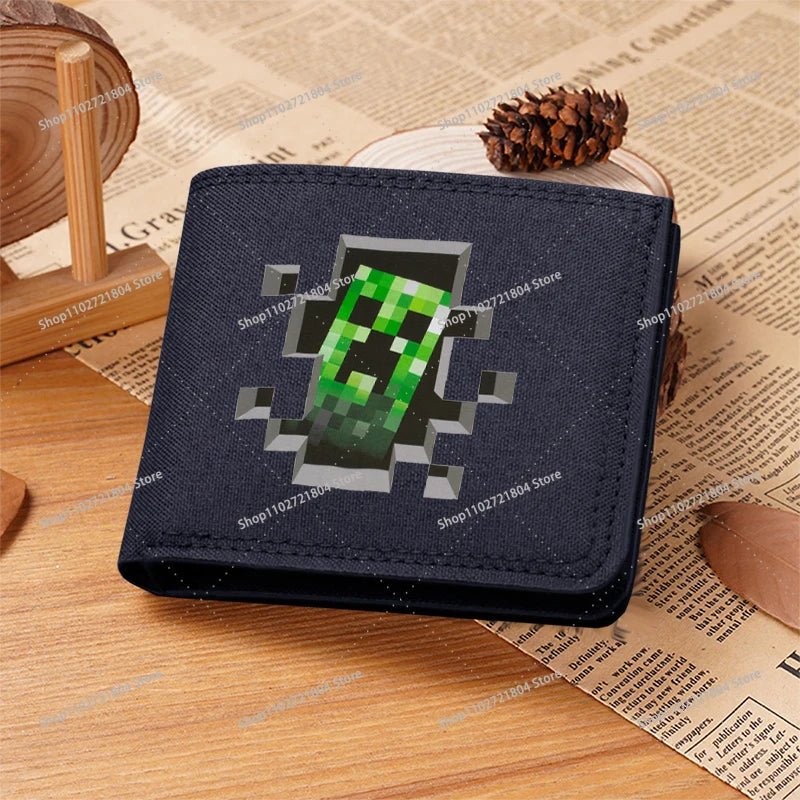 Miner Crafting Pixel Canvas Canvas Wallet Fashion Thin Men Card Holder Minecraft wallet - Maxwell shop