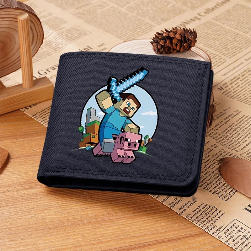 Miner Crafting Pixel Canvas Canvas Wallet Fashion Thin Men Card Holder Minecraft wallet - Maxwell shop