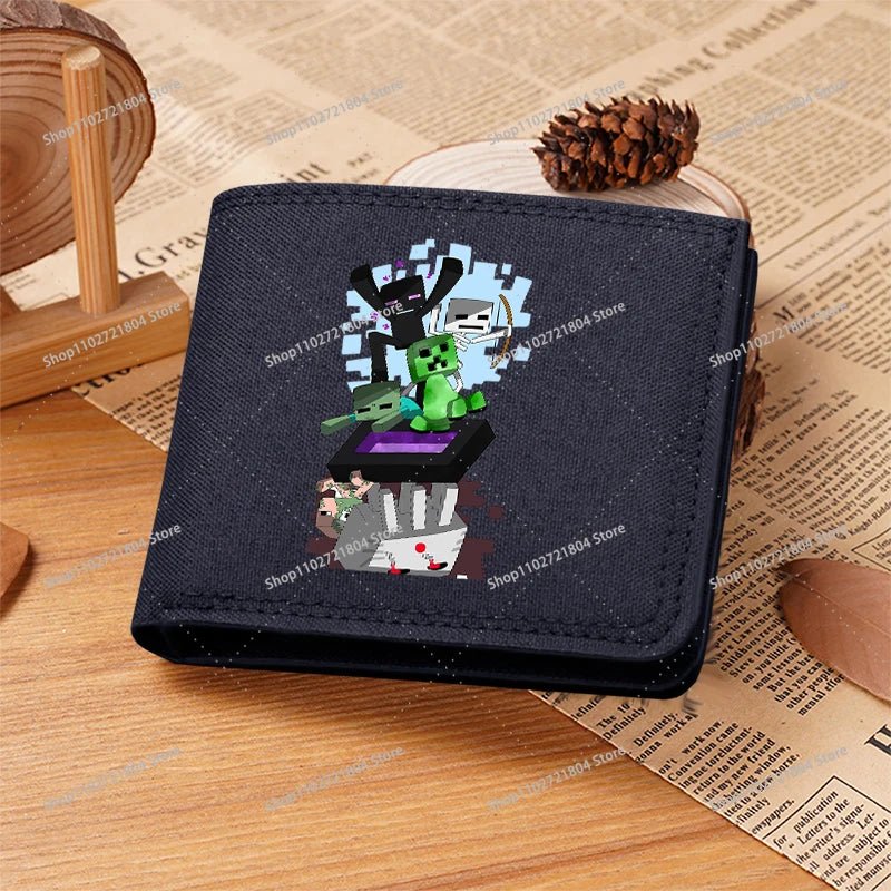 Miner Crafting Pixel Canvas Canvas Wallet Fashion Thin Men Card Holder Minecraft wallet - Maxwell shop