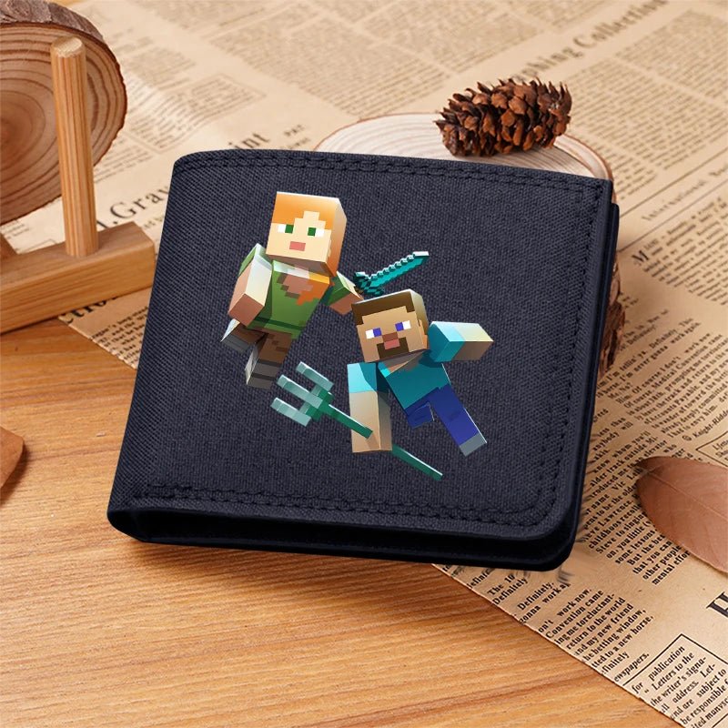 Miner Crafting Pixel Canvas Canvas Wallet Fashion Thin Men Card Holder Minecraft wallet - Maxwell shop