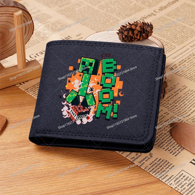 Miner Crafting Pixel Canvas Canvas Wallet Fashion Thin Men Card Holder Minecraft wallet - Maxwell shop