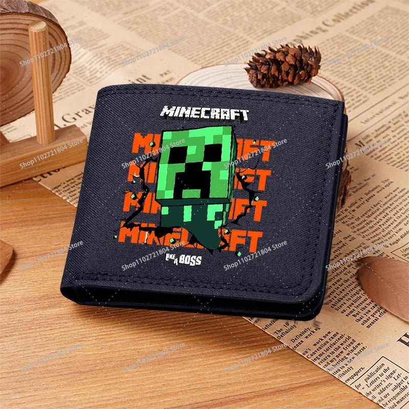 Miner Crafting Pixel Canvas Canvas Wallet Fashion Thin Men Card Holder Minecraft wallet - Maxwell shop