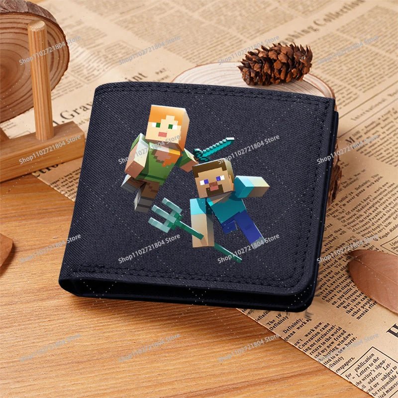 Miner Crafting Pixel Canvas Canvas Wallet Fashion Thin Men Card Holder Minecraft wallet - Maxwell shop