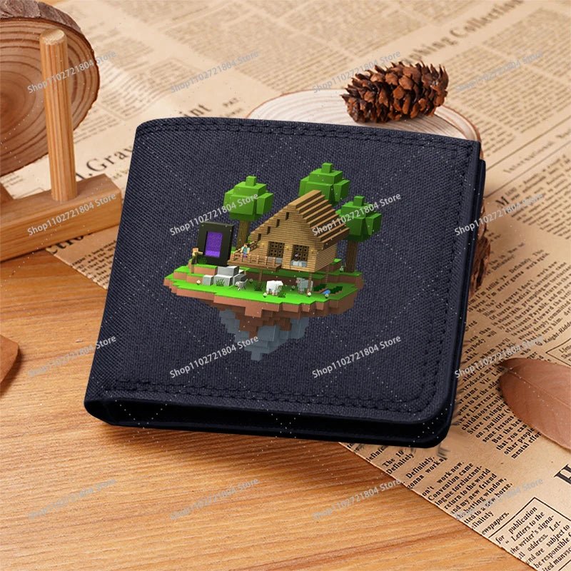 Miner Crafting Pixel Canvas Canvas Wallet Fashion Thin Men Card Holder Minecraft wallet - Maxwell shop