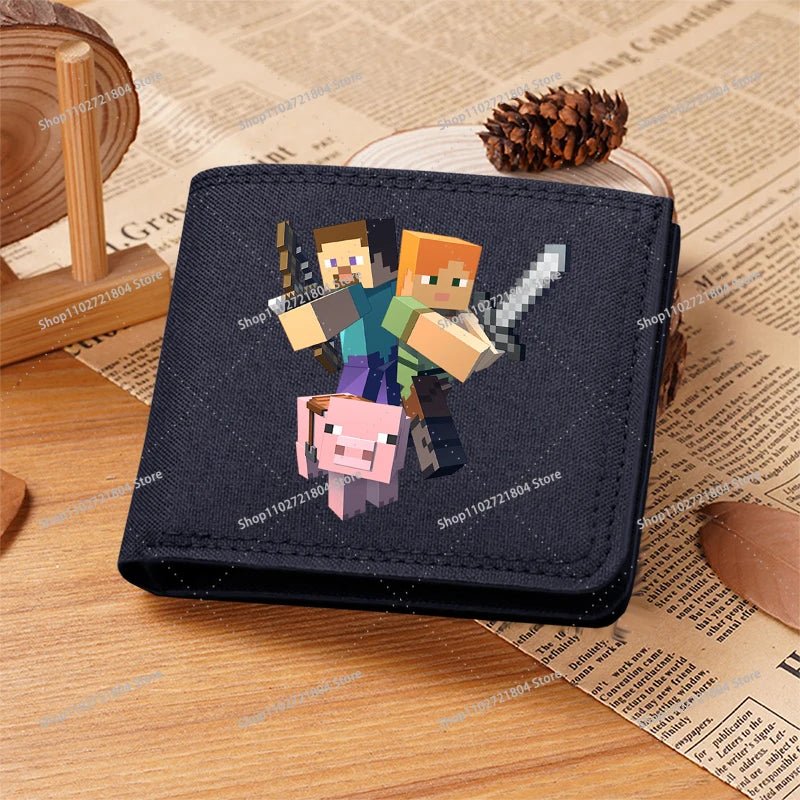 Miner Crafting Pixel Canvas Canvas Wallet Fashion Thin Men Card Holder Minecraft wallet - Maxwell shop