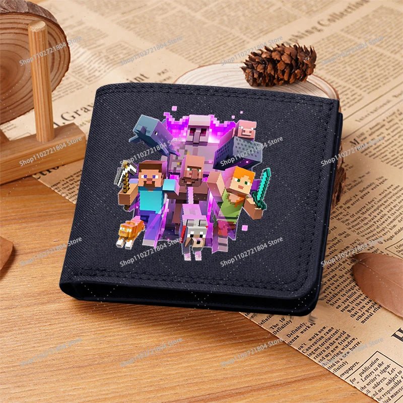 Miner Crafting Pixel Canvas Canvas Wallet Fashion Thin Men Card Holder Minecraft wallet - Maxwell shop