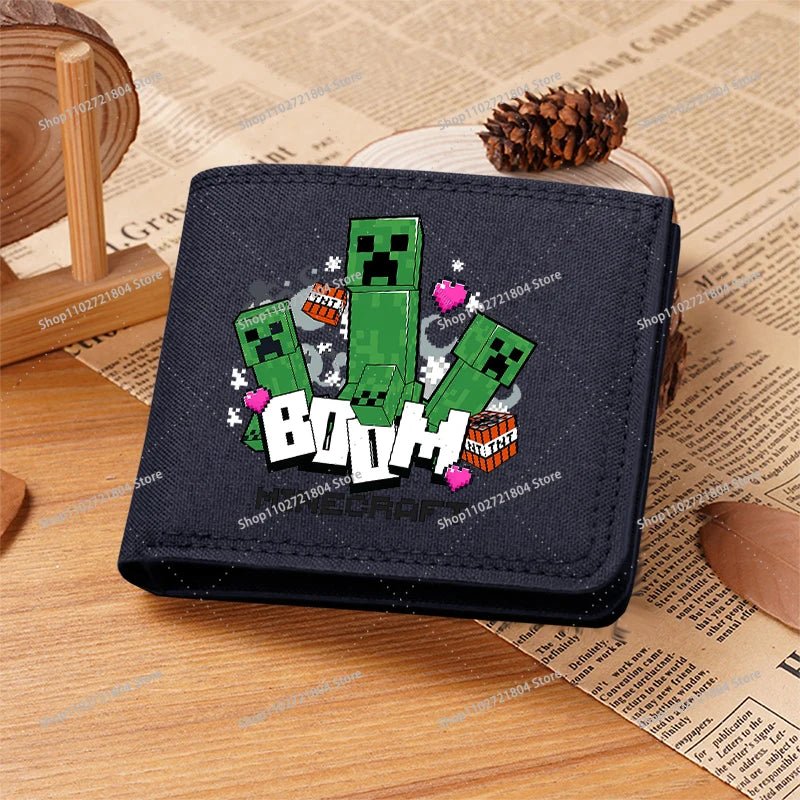 Miner Crafting Pixel Canvas Canvas Wallet Fashion Thin Men Card Holder Minecraft wallet - Maxwell shop