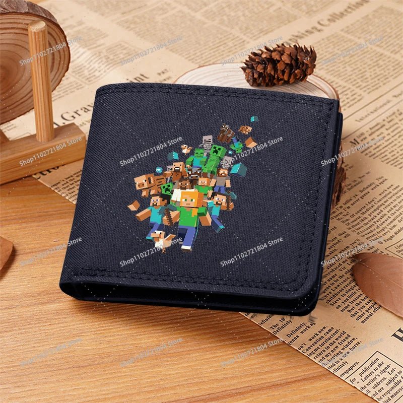 Miner Crafting Pixel Canvas Canvas Wallet Fashion Thin Men Card Holder Minecraft wallet - Maxwell shop