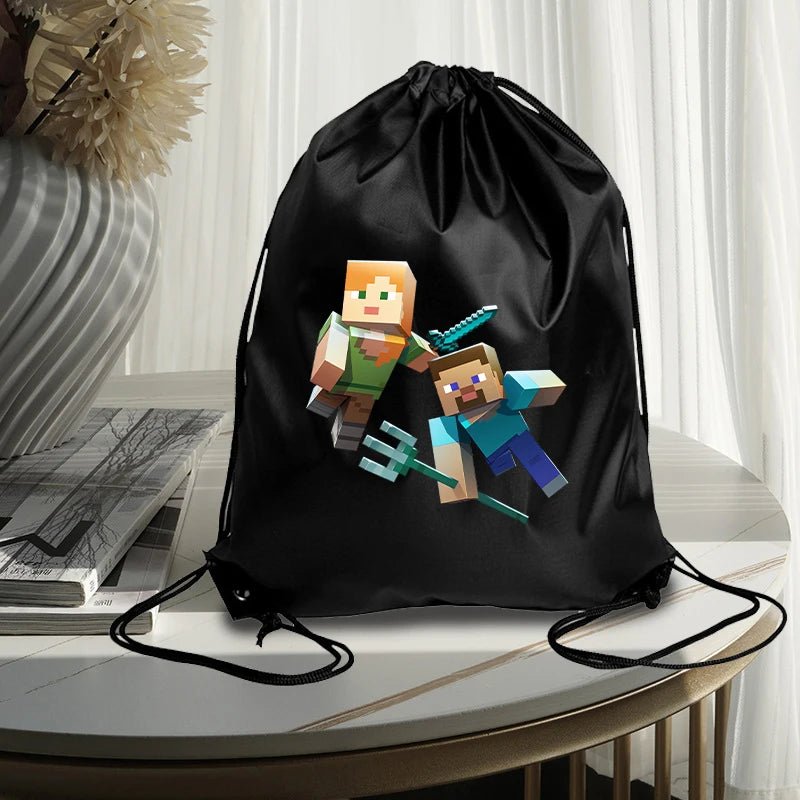 Miner Crafting Pixel Drawstring Bag Fashion Large - capacity Minecraft Bag Creeper Bag - Maxwell shop