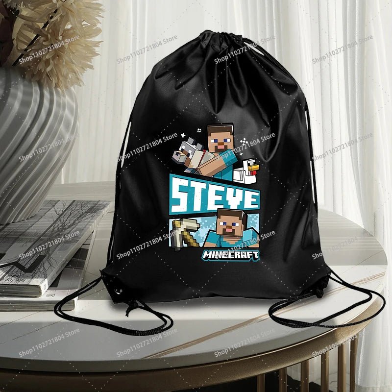 Miner Crafting Pixel Drawstring Bag Fashion Large - capacity Minecraft Bag Creeper Bag - Maxwell shop