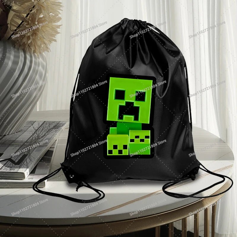 Miner Crafting Pixel Drawstring Bag Fashion Large - capacity Minecraft Bag Creeper Bag - Maxwell shop