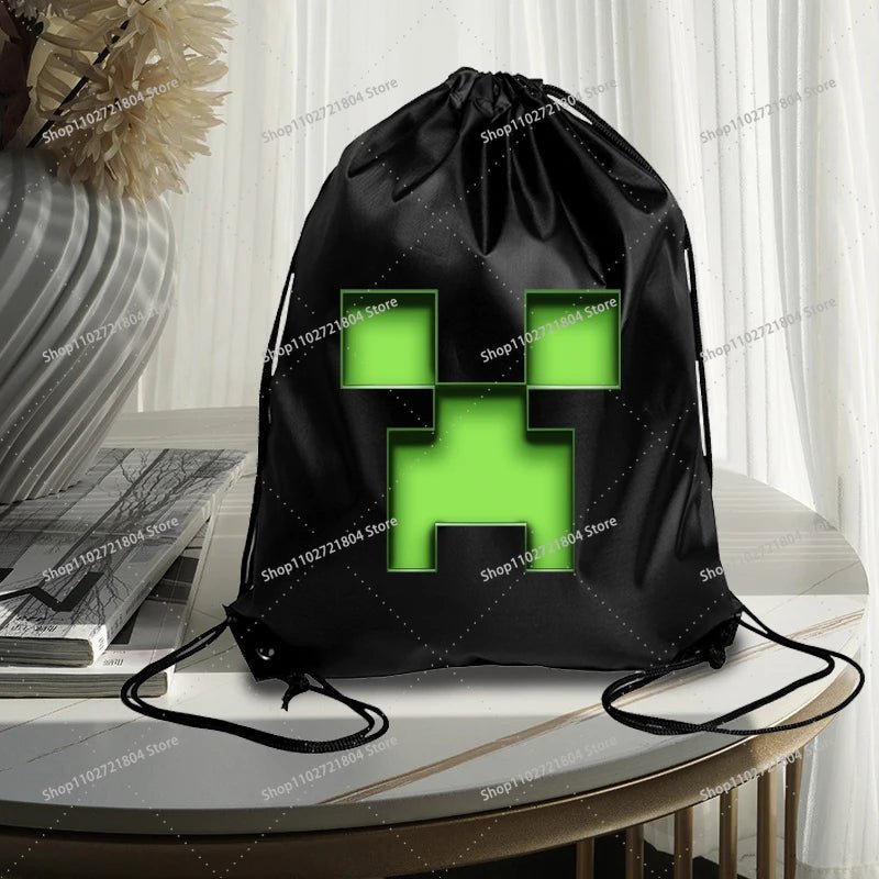Miner Crafting Pixel Drawstring Bag Fashion Large - capacity Minecraft Bag Creeper Bag - Maxwell shop