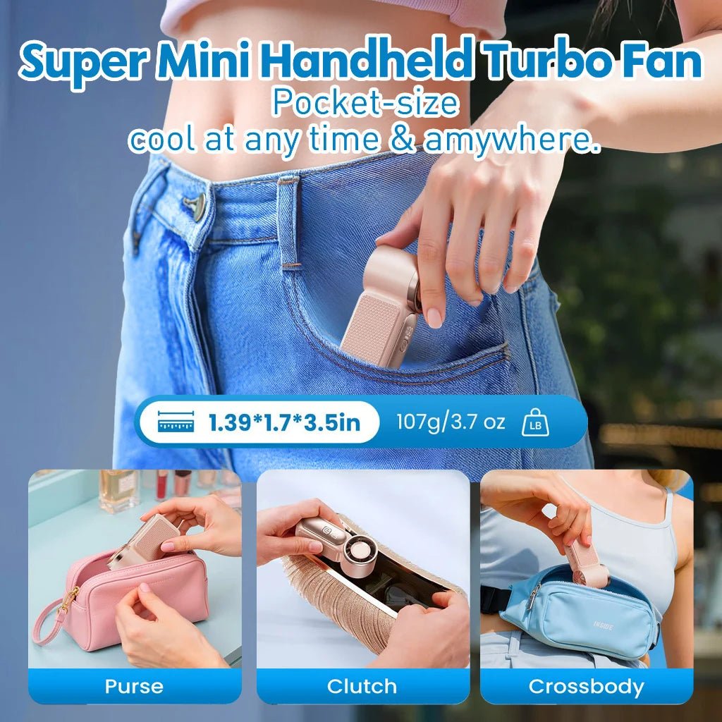 Mini Handheld Fan 3600mAh High-Speed Portable Turbo Pocket Fan for Outdoor Travel - Maxwell shop