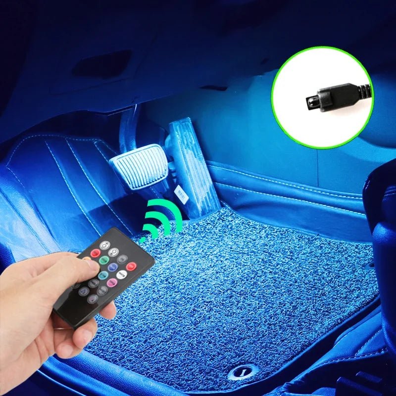 Neon LED Car Interior Ambient Foot Strip Light Kit Accessories RGB Backlight Remote - Maxwell shop