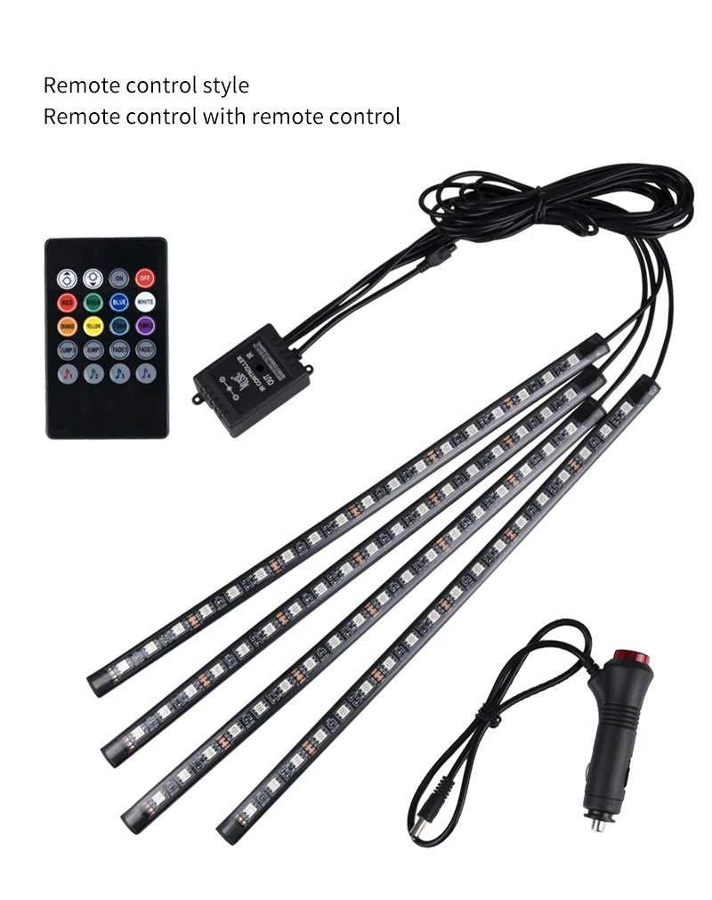 Neon LED Car Interior Ambient Foot Strip Light Kit Accessories RGB Backlight Remote - Maxwell shop