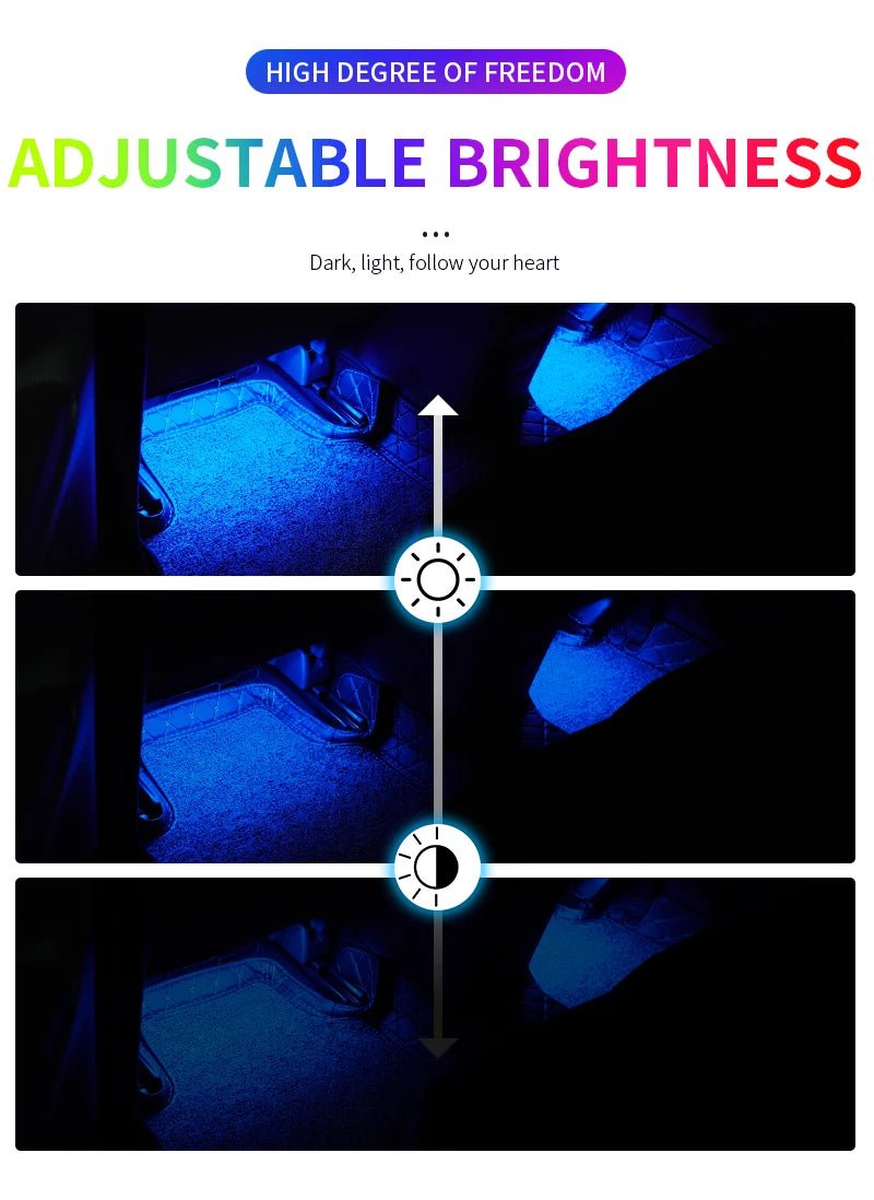 Neon LED Car Interior Ambient Foot Strip Light Kit Accessories RGB Backlight Remote - Maxwell shop