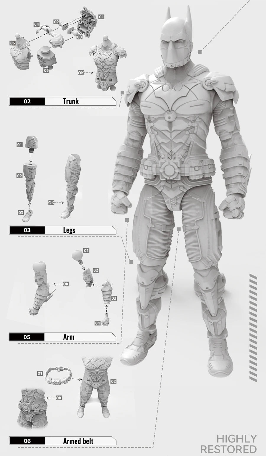 New F5 Batman Arkham Knight assembled Model Blind Box 7style 10cm Action figures - Maxwell shop