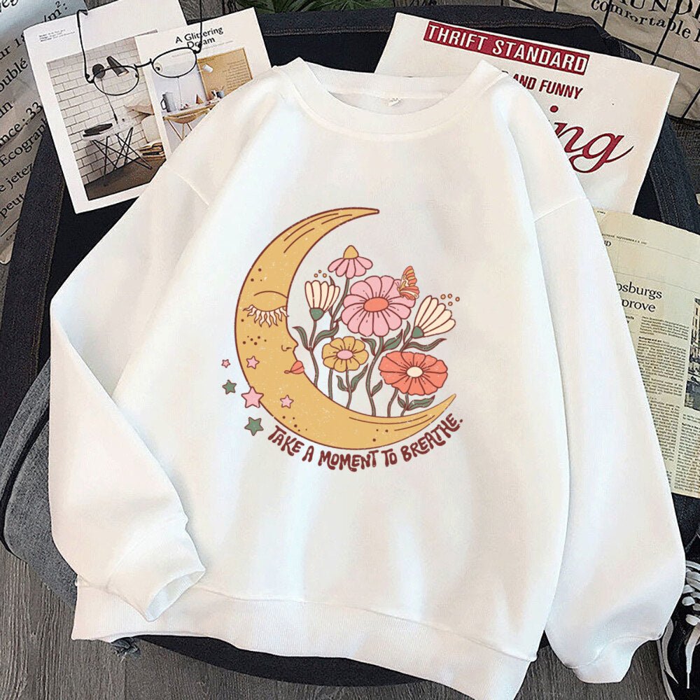 No Rain No Flower Umbrella Printed Sweatshirt Mental Health Hoodie Female - Maxwell shop
