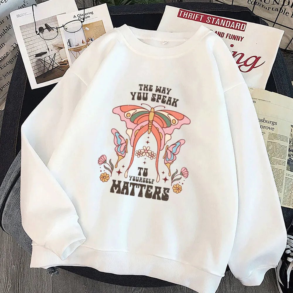 No Rain No Flower Umbrella Printed Sweatshirt Mental Health Hoodie Female - Maxwell shop