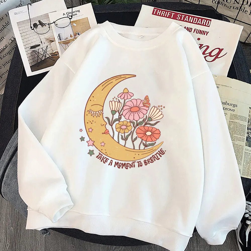 No Rain No Flower Umbrella Printed Sweatshirt Mental Health Hoodie Female - Maxwell shop
