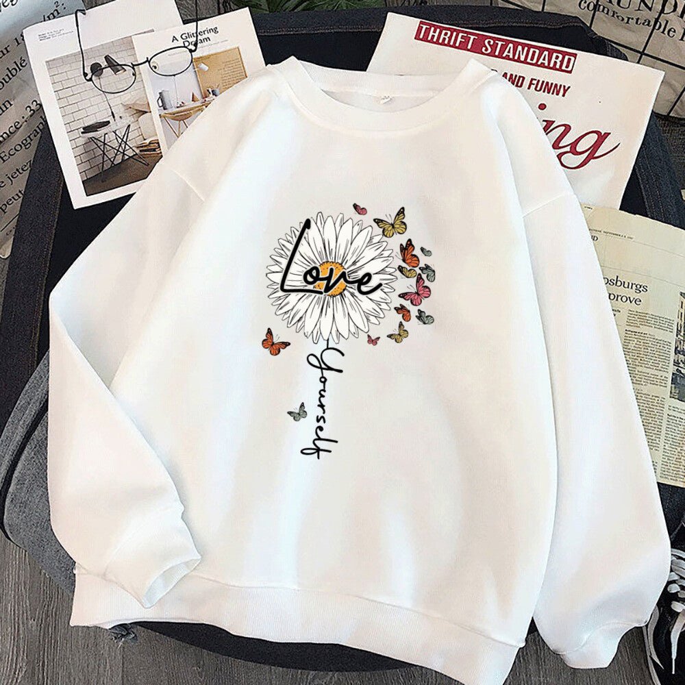 No Rain No Flower Umbrella Printed Sweatshirt Mental Health Hoodie Female - Maxwell shop