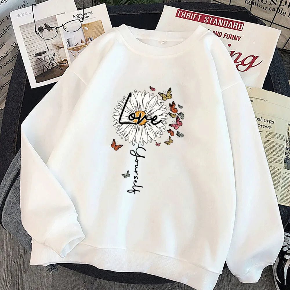 No Rain No Flower Umbrella Printed Sweatshirt Mental Health Hoodie Female - Maxwell shop