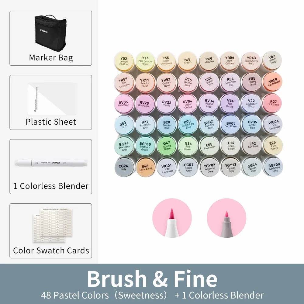 Ohuhu Honolulu B Marker Pen Set Color Markers Alcohol Art Markers Refillable - Maxwell shop