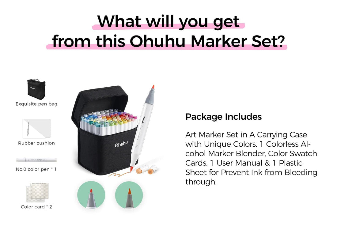 Ohuhu Honolulu B Marker Pen Set Color Markers Alcohol Art Markers Refillable - Maxwell shop