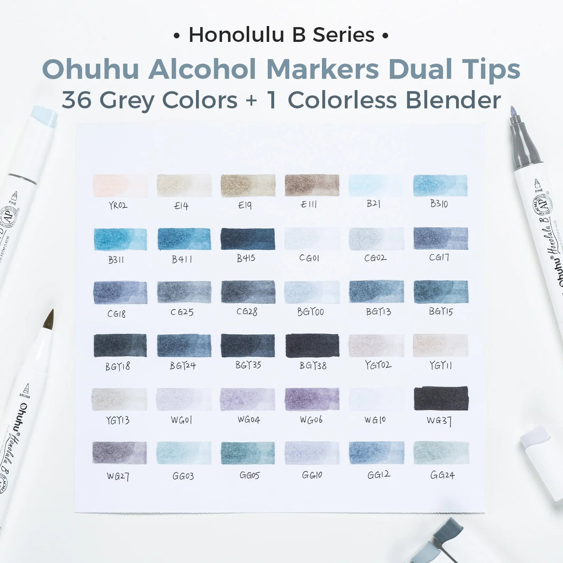 Ohuhu Honolulu B Marker Pen Set Color Markers Alcohol Art Markers Refillable - Maxwell shop