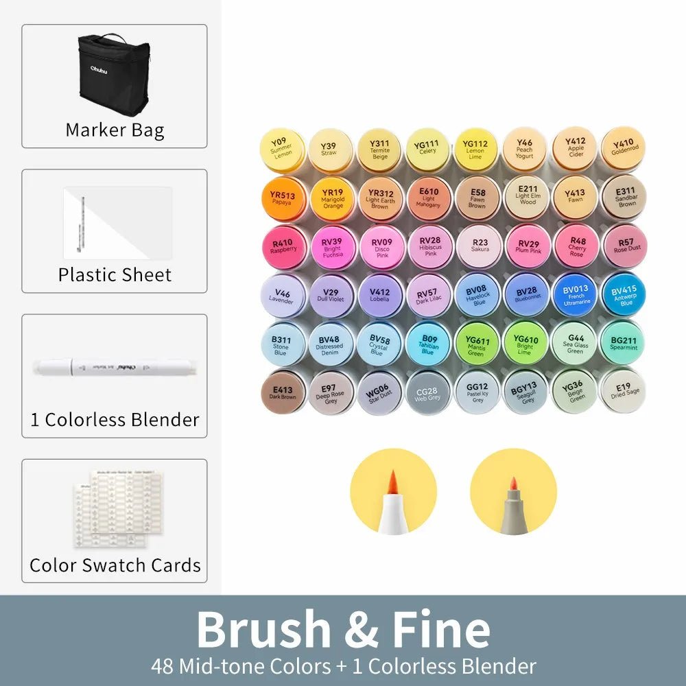 Ohuhu Honolulu B Marker Pen Set Color Markers Alcohol Art Markers Refillable - Maxwell shop
