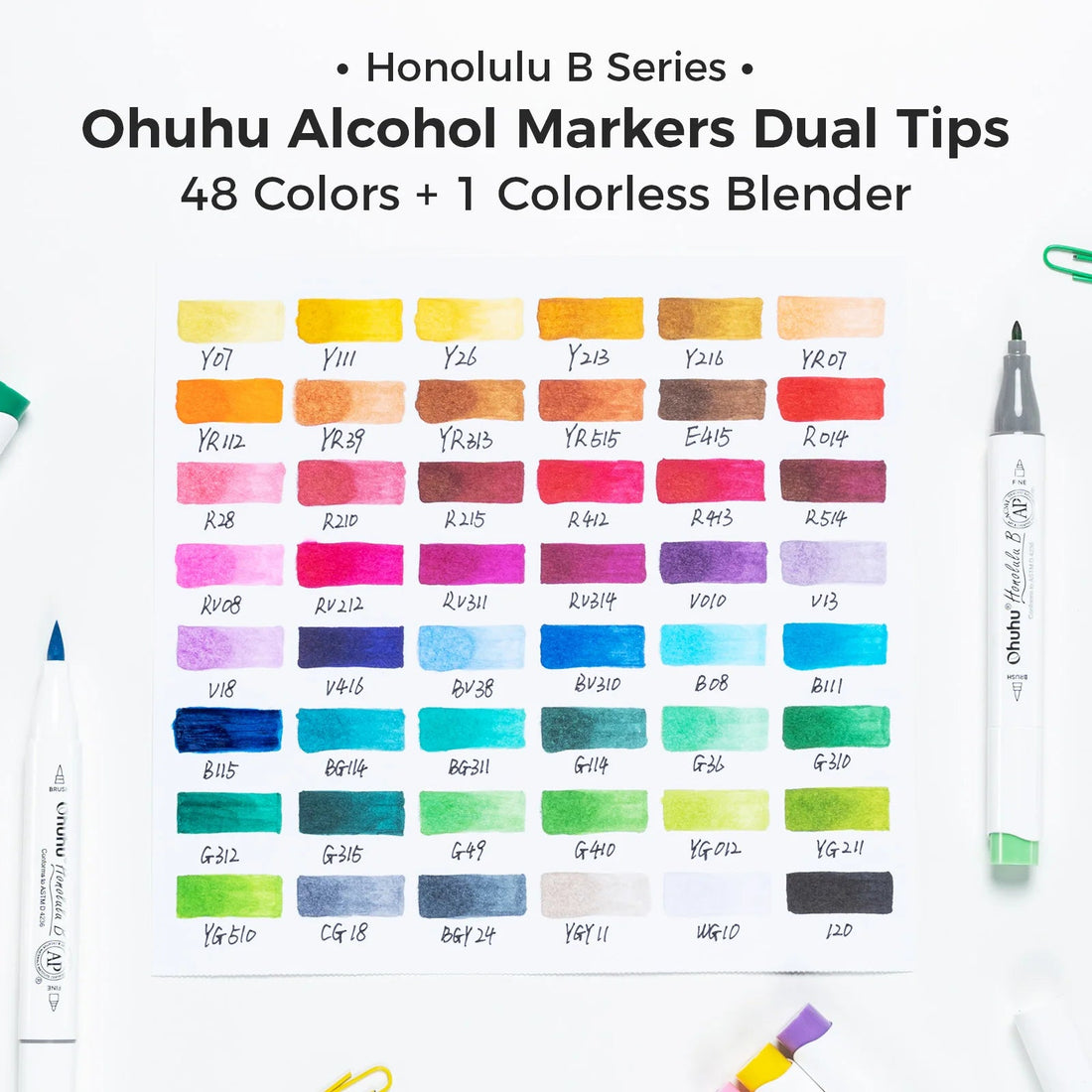 Ohuhu Honolulu B Marker Pen Set Color Markers Alcohol Art Markers Refillable - Maxwell shop