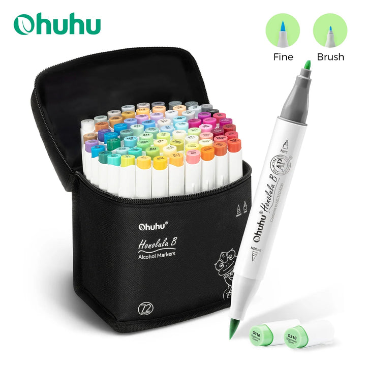 Ohuhu Honolulu B Marker Pen Set Color Markers Alcohol Art Markers Refillable - Maxwell shop