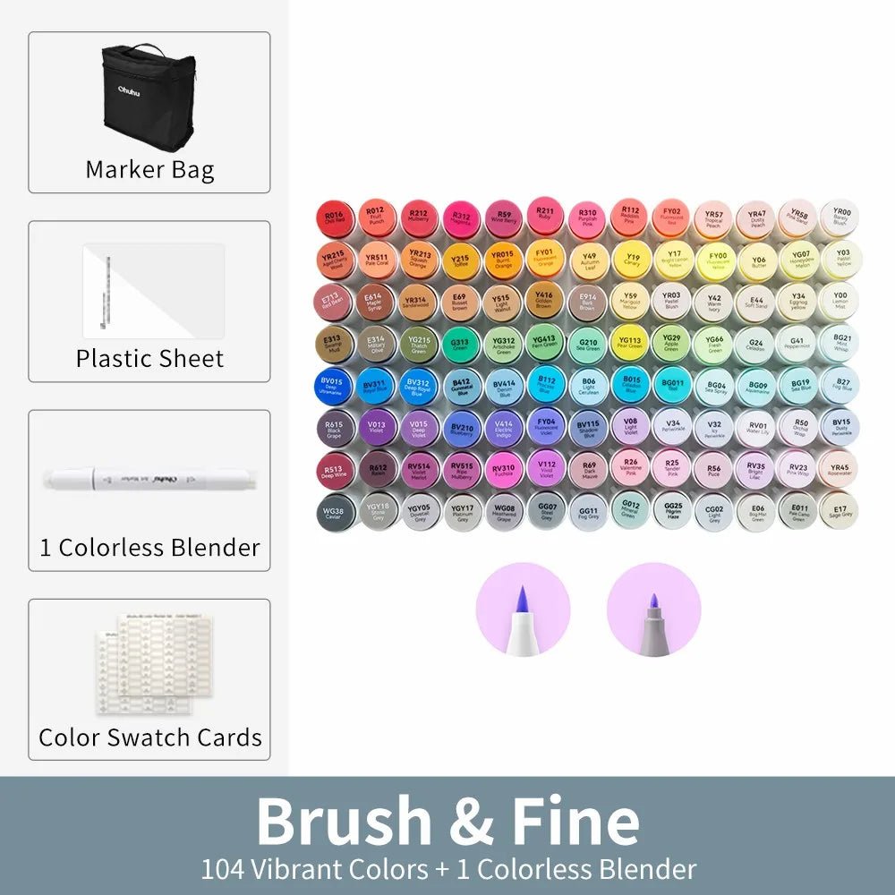Ohuhu Honolulu B Marker Pen Set Color Markers Alcohol Art Markers Refillable - Maxwell shop