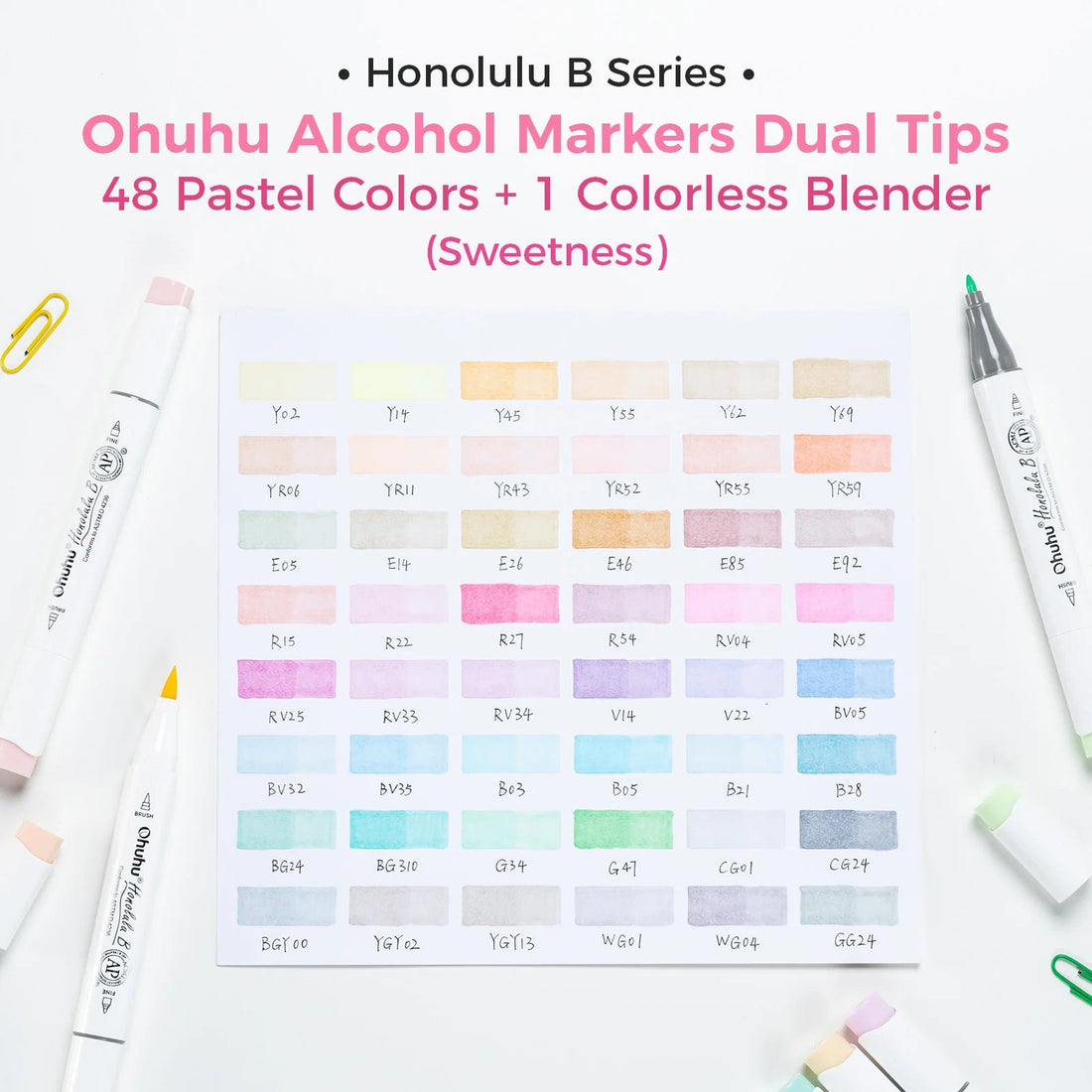 Ohuhu Honolulu B Marker Pen Set Color Markers Alcohol Art Markers Refillable - Maxwell shop