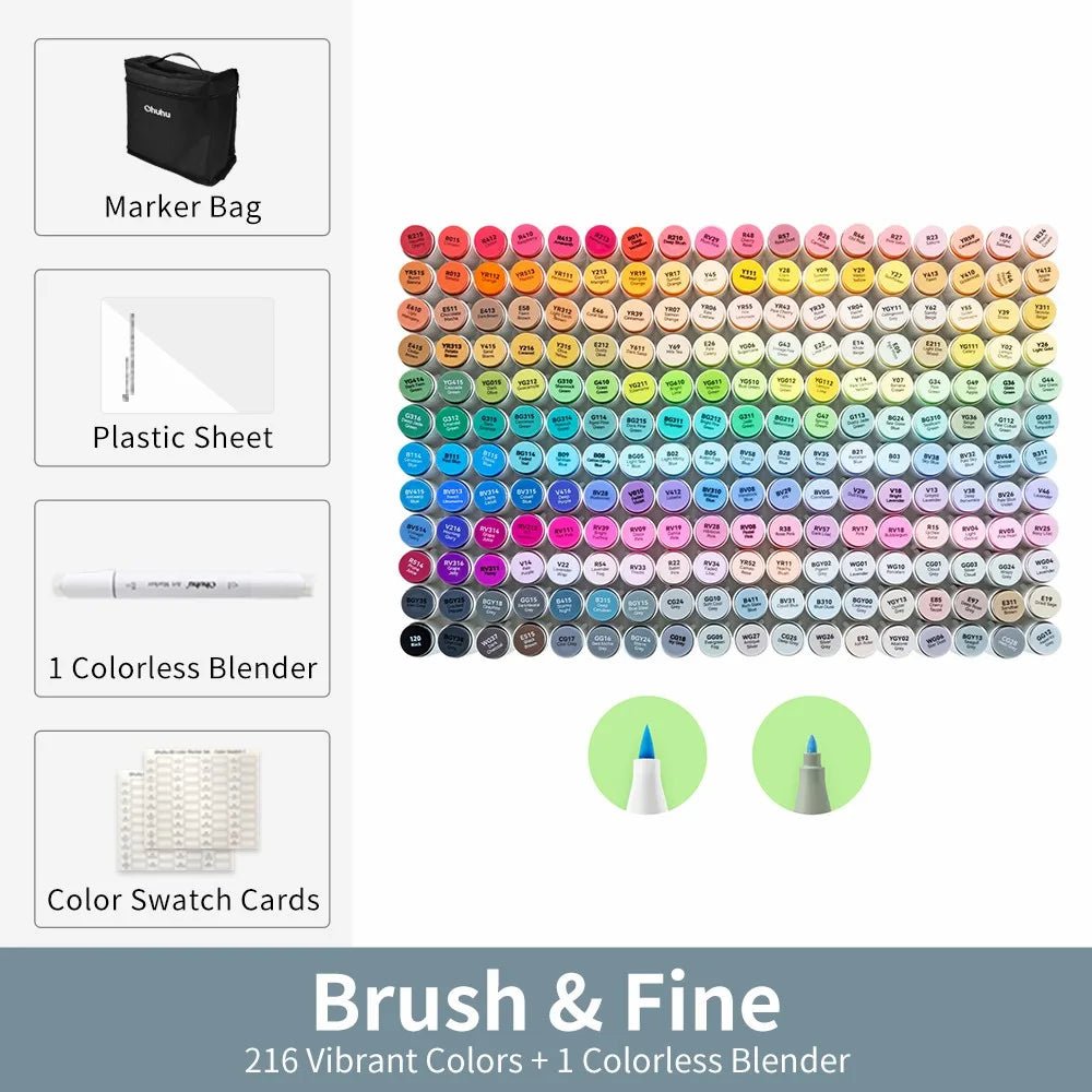 Ohuhu Honolulu B Marker Pen Set Color Markers Alcohol Art Markers Refillable - Maxwell shop