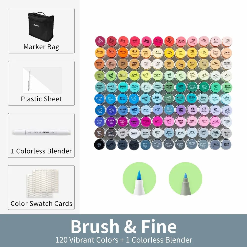 Ohuhu Honolulu B Marker Pen Set Color Markers Alcohol Art Markers Refillable - Maxwell shop